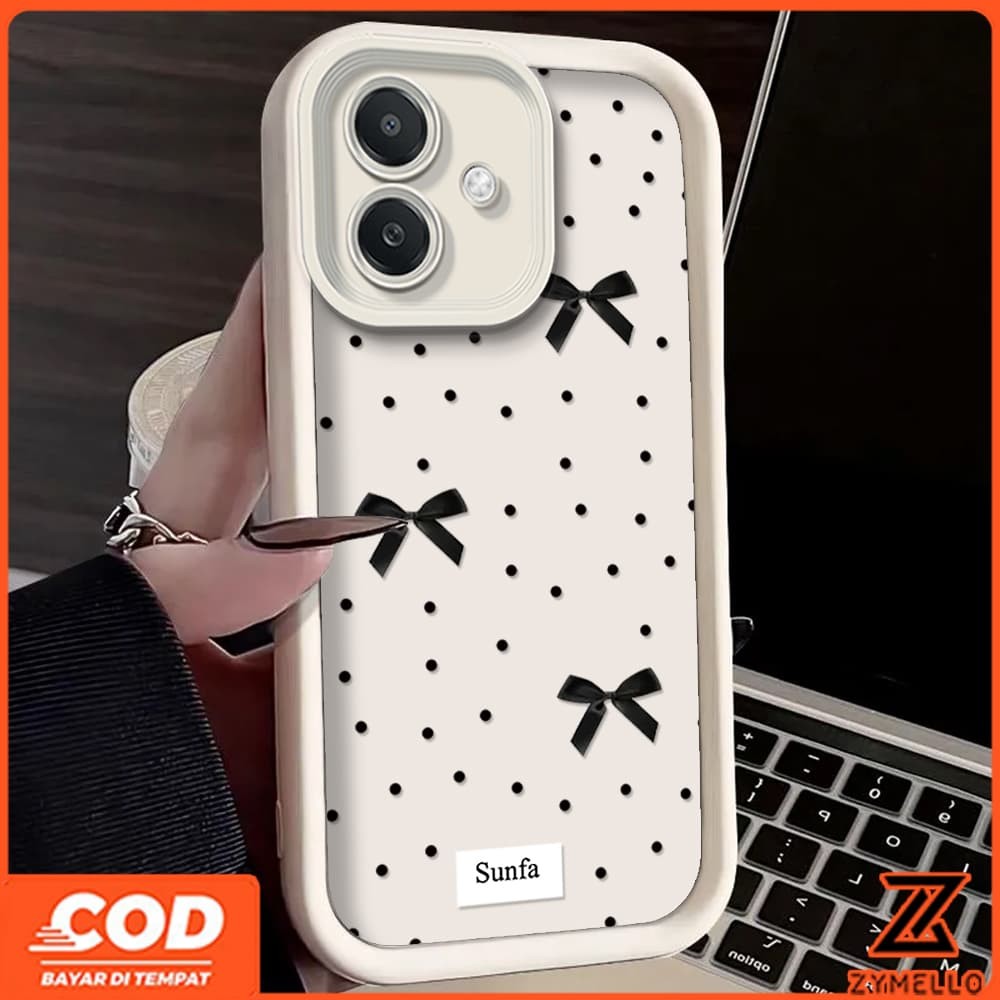 สําหรับ Honor x6 x6a x6b x7 x7a x8 x8a x8c x8b x9 a9a x9b x9c สีดําลายจุดสีดําโบว์กันกระแทกเคสโทรศัพ