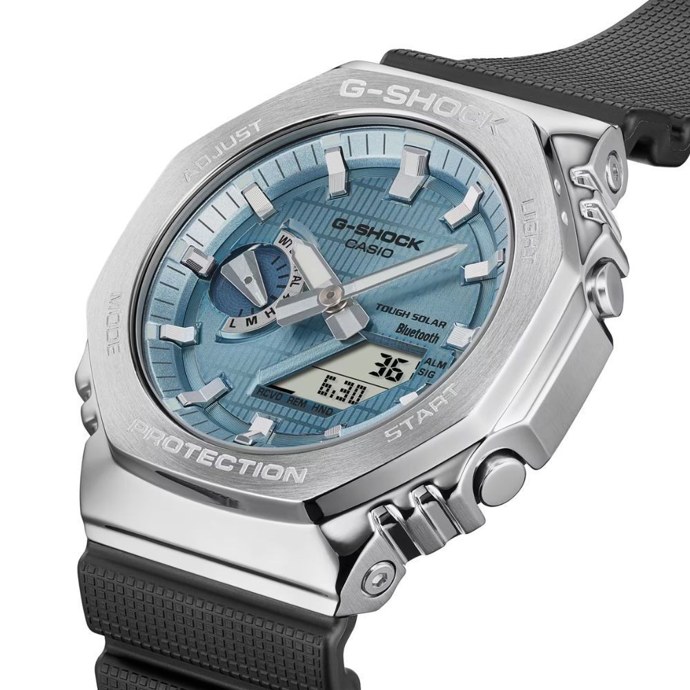 CASIO นาฬิกาข้อมือผู้ชาย รุ่น GBM-2100A-1A2DR สายเรซิน สีฟ้า