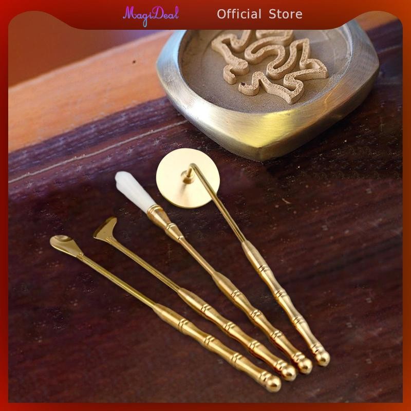 MagiDeal 4 ชิ้นทองเหลืองธูปทําเครื่องมือ DIY กลิ่นหอมแบบพกพาธูปจีนพิธีชุดสําหรับโยคะปาร์ตี้เทศกาลวันหยุดสมาธิ – โปรปัง
