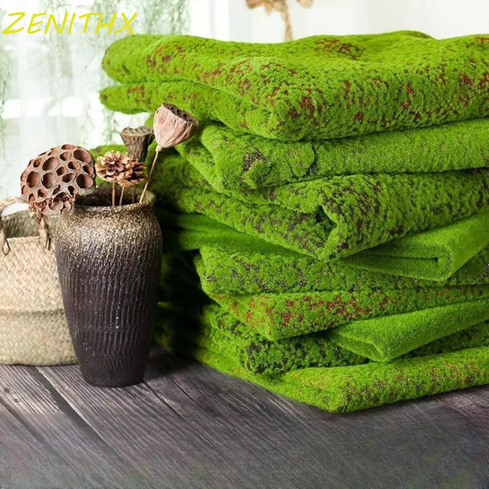 ZENITHX สนามหญ้าหญ้ามอสปลอม, 50*50 ซม. พรมมอสเทียมที่ทนทาน, เสื่อหญ้ากลางแจ้งเหมือนจริงสีเขียวไม่มีรดน้ําจําลองแผ่นมอสสวน