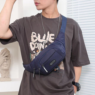กระเป๋าคาดอกคาดเอว กระเป๋าใส่โทรศัพท์มือถือ มี4ช่องซิป สไตส์เท่ ผ้าใบไนล่อนกันน้ำ