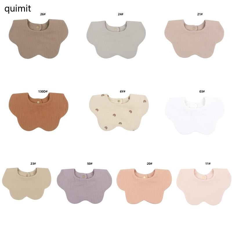 QUIM Baby Drooling Bib Snap Bib ผ้าพันคอคอน้ําลายผ้าเช็ดตัวผ้าฝ้าย Burp ผ้า Muslin Bibs