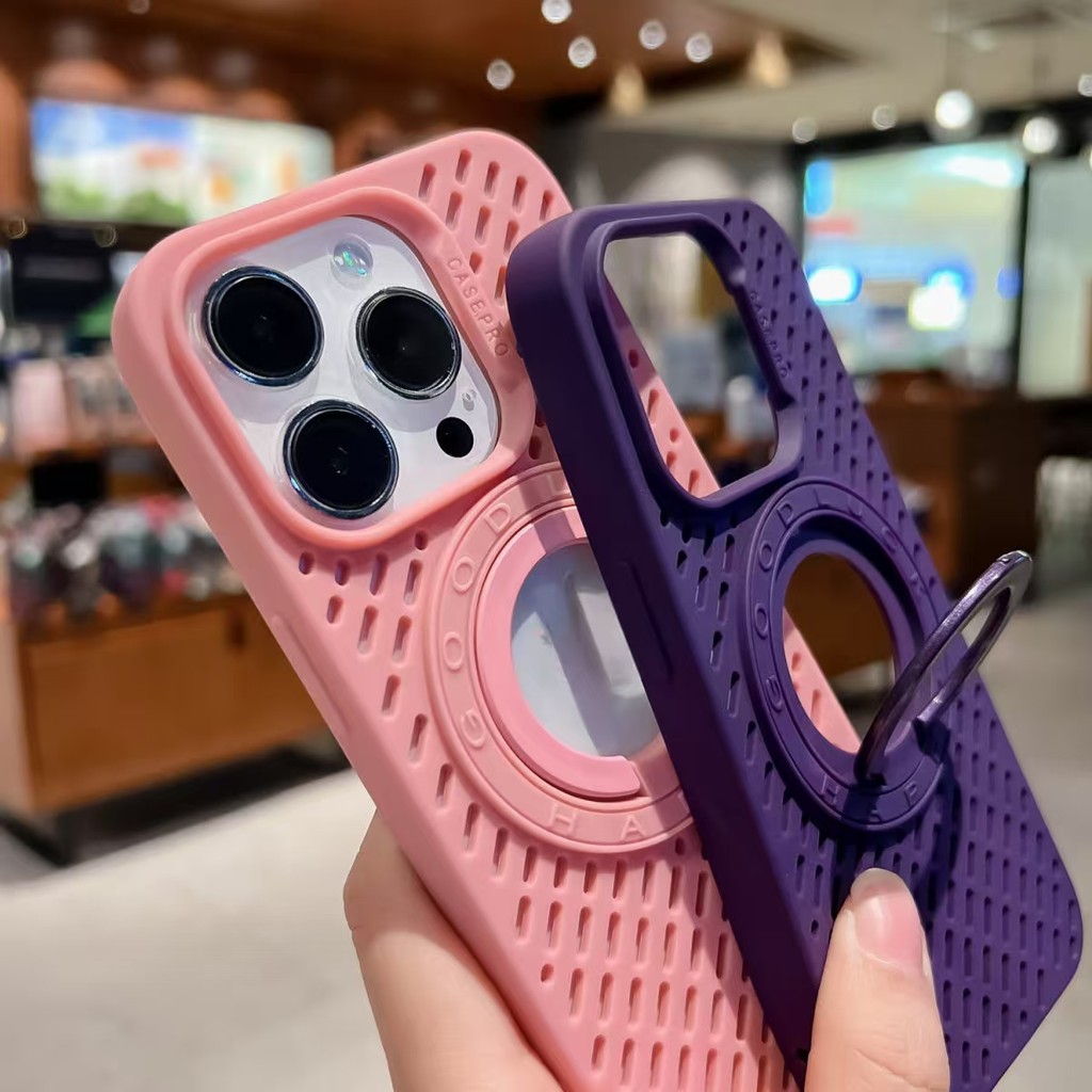 ตาข่ายBreathable Cooling Case Coverวงเล็บแม่เหล็กซิลิโคนนุ่มเคสโทรศัพท์สําหรับiPhone 11 12 13 14 15 16 Pro Max 14/15Plusกระจายความร้อนกรณีปกหลัง
