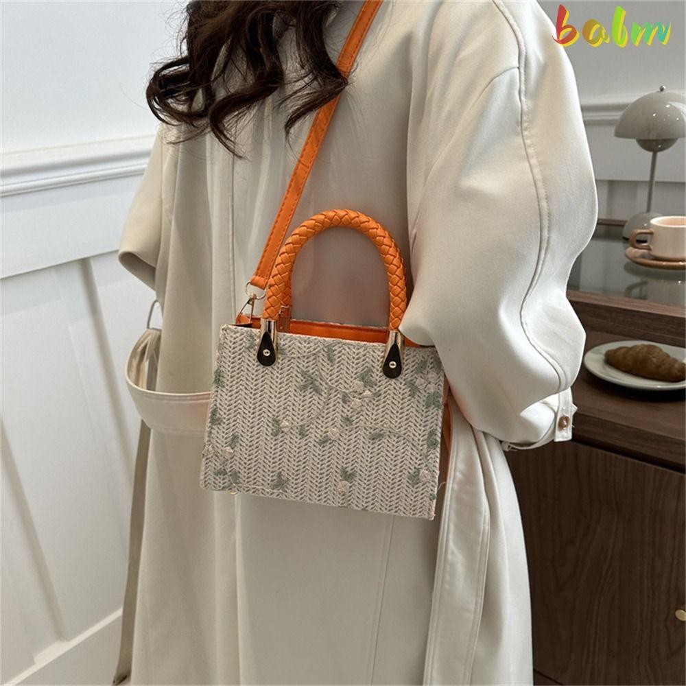 BALM กระเป๋าถือ, หญ้าทอกระเป๋าฟางความจุขนาดใหญ่, แฟชั่น Bohemian หวาย Handmade Braid ไหล่ Messenger กระเป๋าสําหรับผู้หญิงสาว