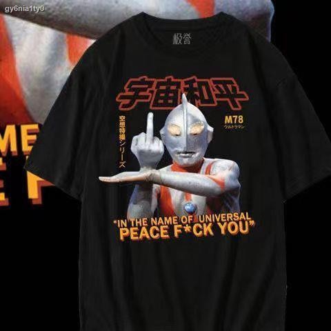 เสื้อยืดผ้าฝ้าย เสื้อยืดผู้ชาย∋2024 new Japanese retro spoof Ultraman T-shirt men s short-sleeved Lo
