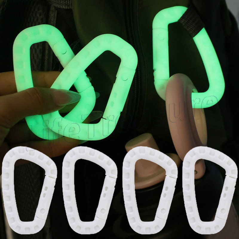 คาราบิเนอร์กลางแจ้งรูปตัว ง - คลิปพวงกุญแจพลาสติก - หัวเข็มขัดปีนเขาเรืองแสง - ขวดน้ําเป้สะพายหลังติดตะขอ - อุปกรณ์การเดินทางกีฬาแบบพ