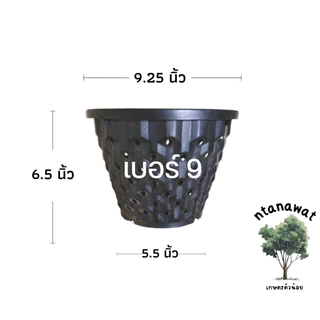 กระถางแอร์พอต Air Pot เบอร์ 9 กระถางมีรู เร่งราก ปลูกต้นไม้ สีดำเงา สีขาว (เกรดA)