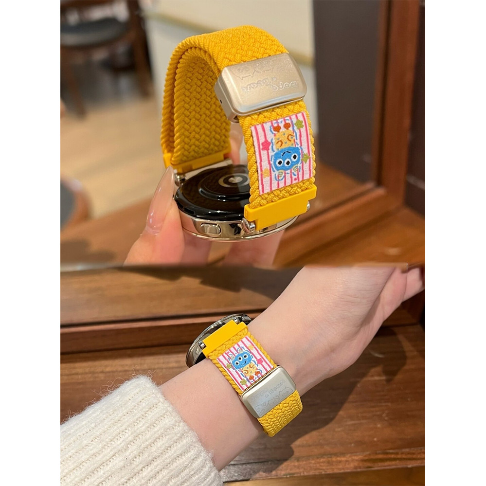 Dopamine Little Monster สายถักไนลอนสําหรับ Samsung Galaxy Watch 7/6/5/4 40/44 มม. สายนาฬิกาอัจฉริยะ สายรัดข้อมือหัวเข็มขัดแม่เหล็ก Galaxy 6 Classic 43/47 มม. Accessories