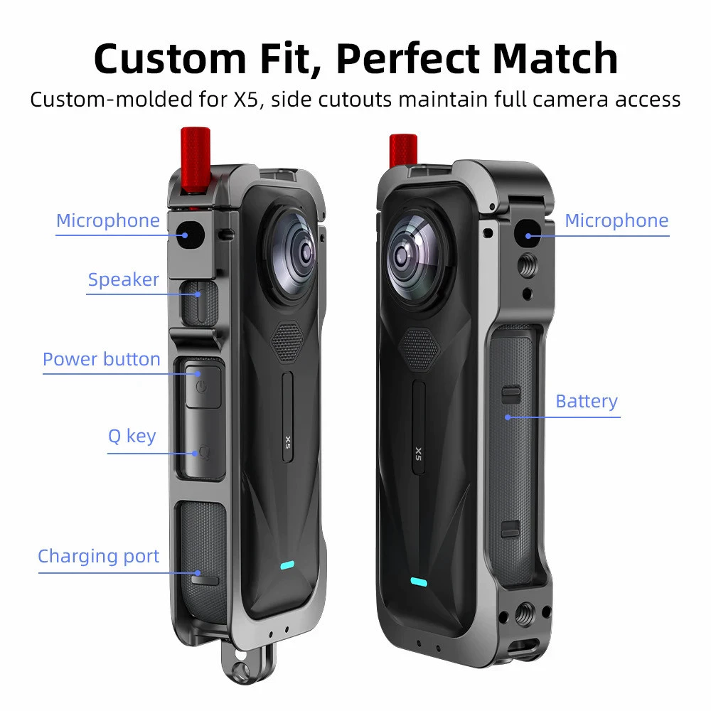 ฟลายไมล์ กรงโลหะสำหรับอุปกรณ์เสริมกล้อง Insta360 X5 เคสป้องกันอลูมิเนียม ฝาครอบเลนส์ซิลิโคน กรอบยูทิลิตี้หลายฟังก์ชัน thumbnail 8
