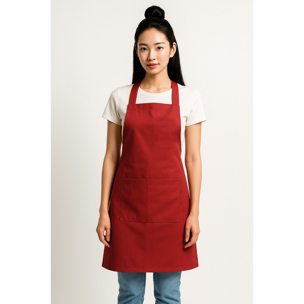 ผ้ากันเปื้อนเต็มตัว สายไขว้หลัง  กระเป๋า 1 ใบ(ติดซิป/ไม่ติดซิป) สำหรับผู้ใหญ่ ฟรีไซส์ | มี 9 สี | ผลิตในไทย