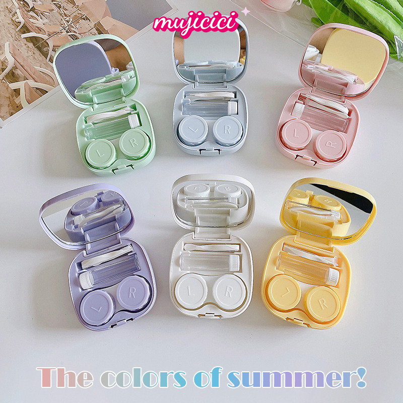 [mu]DIY Simple Candy Color Contact Lens Case Portable Glossy Contact Lens Case