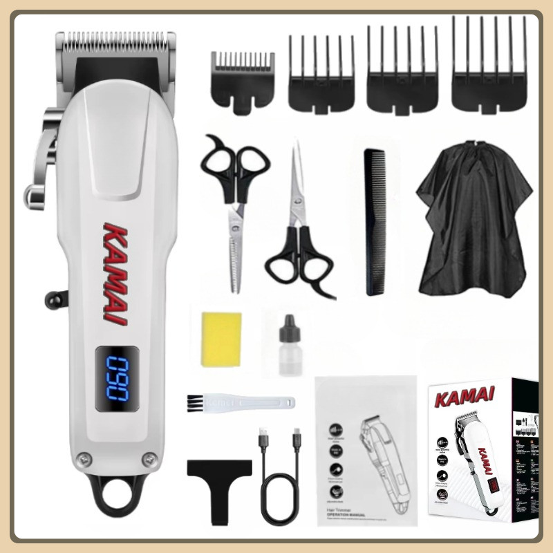 รับประกัน3ปี Kamai เซ็ทตัดผมชาย ปัตตาเลี่ยนตัดผมไฟฟ้าสําหรับผู้ชายไร้สาย 809A เครื่องตัดผมมืออาชีพ