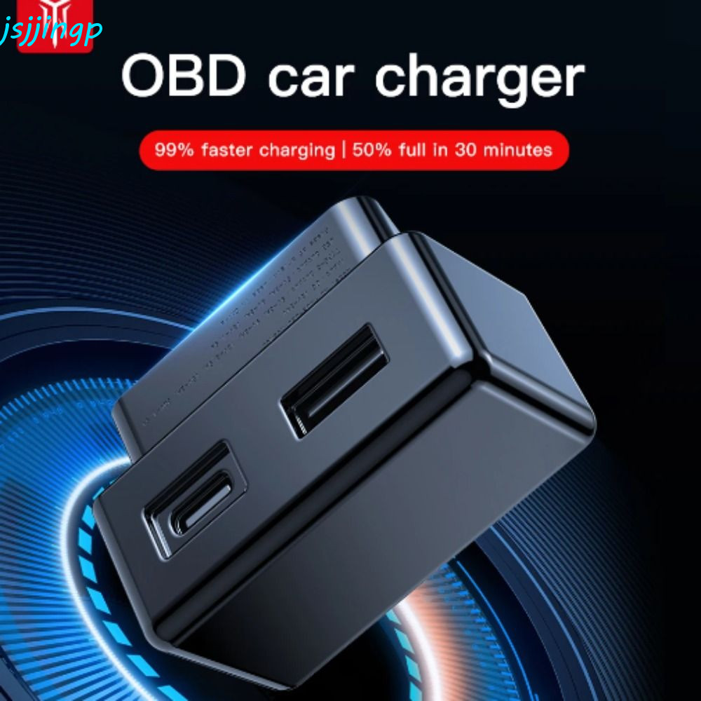 JSJJINGP OBD ที่ชาร์จแบตในรถ, Dual หัว USB Type-C OBD อะแดปเตอร์ชาร์จ, ชาร์จโทรศัพท์อะแดปเตอร์ผนัง OBD Fast Charging OBD ปลั๊กพอร์ต Extender รถบรรทุก