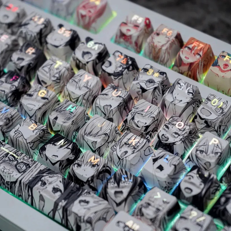 135 keys Translucent Cute Keycaps Anime Keycap PBT Dye Sublimation Chreey Profile Japanese Anime Key