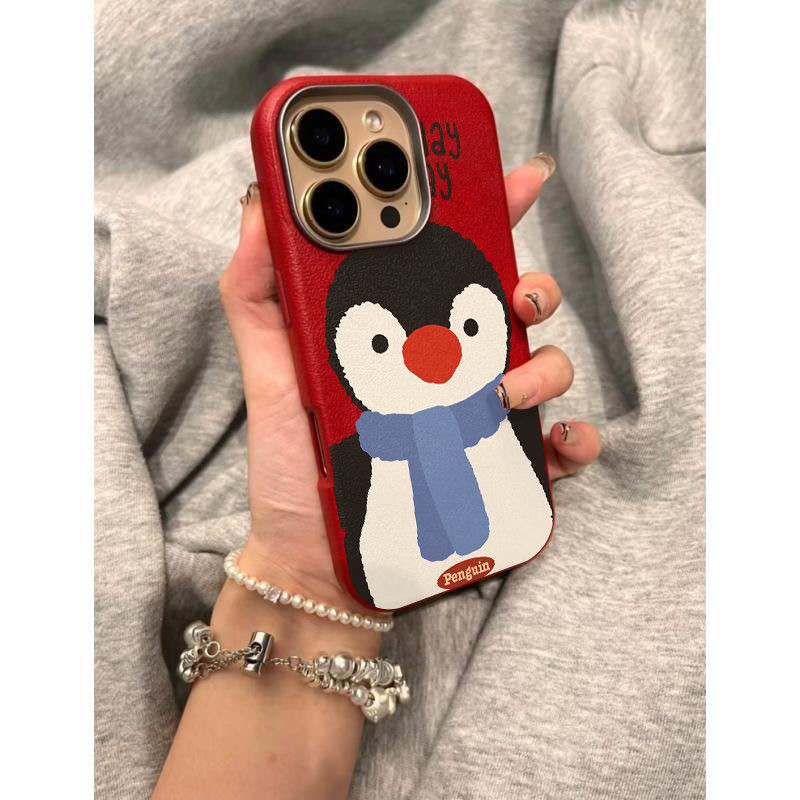 ผ้าพันคอน่ารัก Penguin เหมาะสําหรับ Samsung s24ultra เคสโทรศัพท์ s25/s23fe หนัง s22 การ์ตูน s21+s20fe ง่าย a15a16a55a54 ผู้ชายผู้หญิง a53a25 กันกระแทก note20