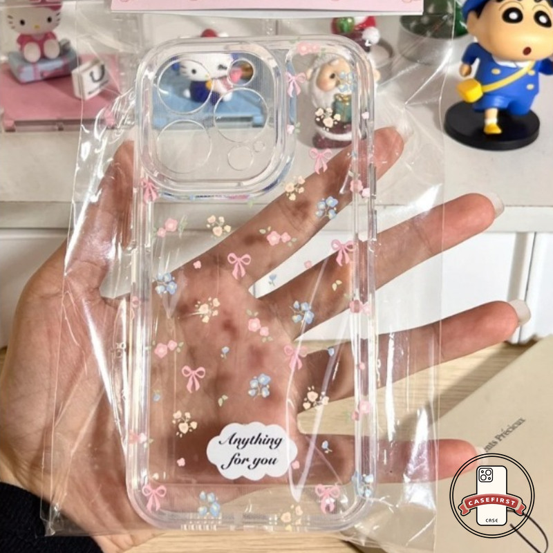 โรแมนติกดอกไม้สดน่ารักโบว์ผูกนุ่มใส เคส Samsung A05 A06 A54 A14 A34 A04s A25 A05 A50 A32 A24 A02s A13 A15 A52