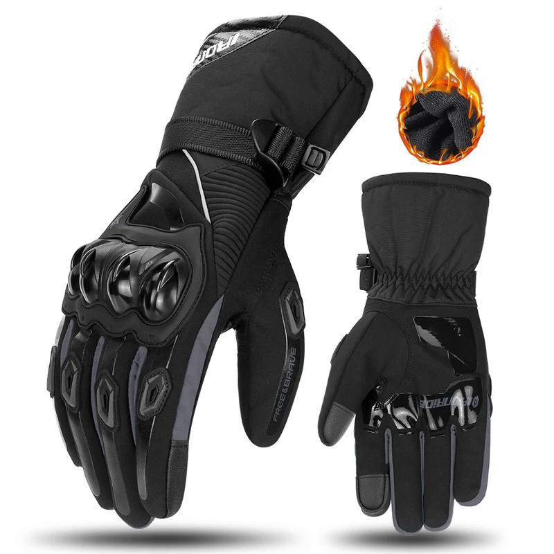 Winter Motorcycle Thermal Gloves Men Waterproof Biker Gloves Fleece Windproof Motocross Gloves Leath