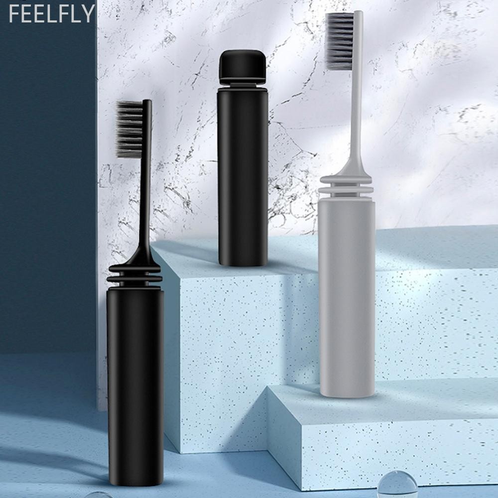 Feelfly แปรงสีฟันแบบพับได้ถ่านขนาดกะทัดรัดแบบพกพา - เหมาะสําหรับ TravelCamping และเดินป่า - แปรงสีฟันใช้งานง่ายและมีประสิทธิภาพ P2V2
