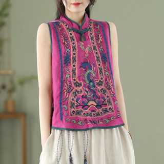 Xyj แนะนํา Retro Stand-Up Collar สไตล์ชาติพันธุ์พิมพ์เสื้อกั…