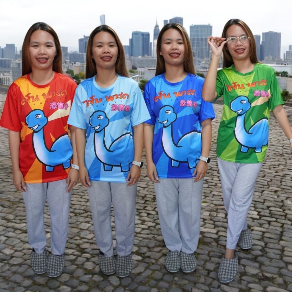 เสื้อพิมพ์ลายไดโนพาร์ค เต็มตัวหน้า-หลัง สีสด งานสวย น่ารัก สดใส ใส่ได้ทั้งหญิง-ชาย มี 4ขนาด M L XL 2XL