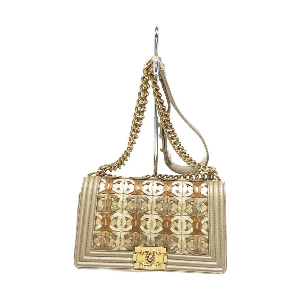 CHANEL Shoulder Bag Dubai Limited Boy Chain Leather Gold A67086 Direct from Japan Secondhand