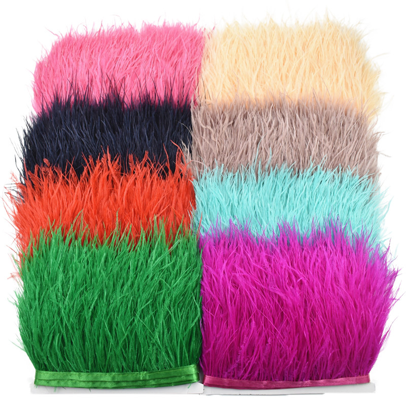 10 เมตร/Lot สีนกกระจอกเทศ Feathers บนริบบิ้นเทปตกแต่ง trim พู่ fringe สําหรับเสื้อผ้า 8-10 ซม.Feather trim พู่ redge เย็บ Trimtings Flecos สีขาวเสื้อผ้าอุปกรณ์เสริมชุด