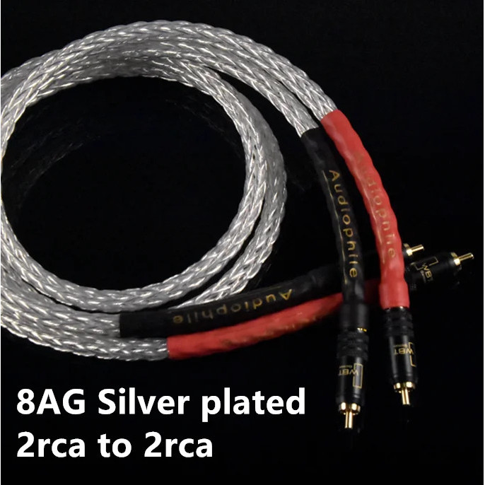 金宝kimber Kable 8AG หนึ่งคู่ชุบเงิน OCC 16 Strands สายสัญญาณเสียงพร้อม WBT 0144 สายปลั๊ก RCA HIFI 2RCA TO 2RCA สาย