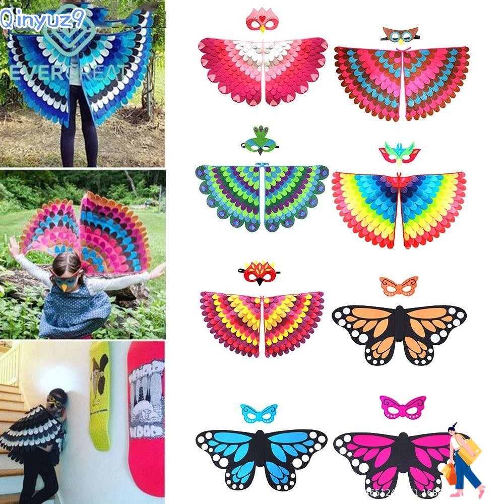 Qinyuz9 สัตว์ปีกนก + ชุด, นกแก้วนกนกยูงนกฮูก Felt Cape, Stage Performance คอสเพลย์เสื้อคลุม