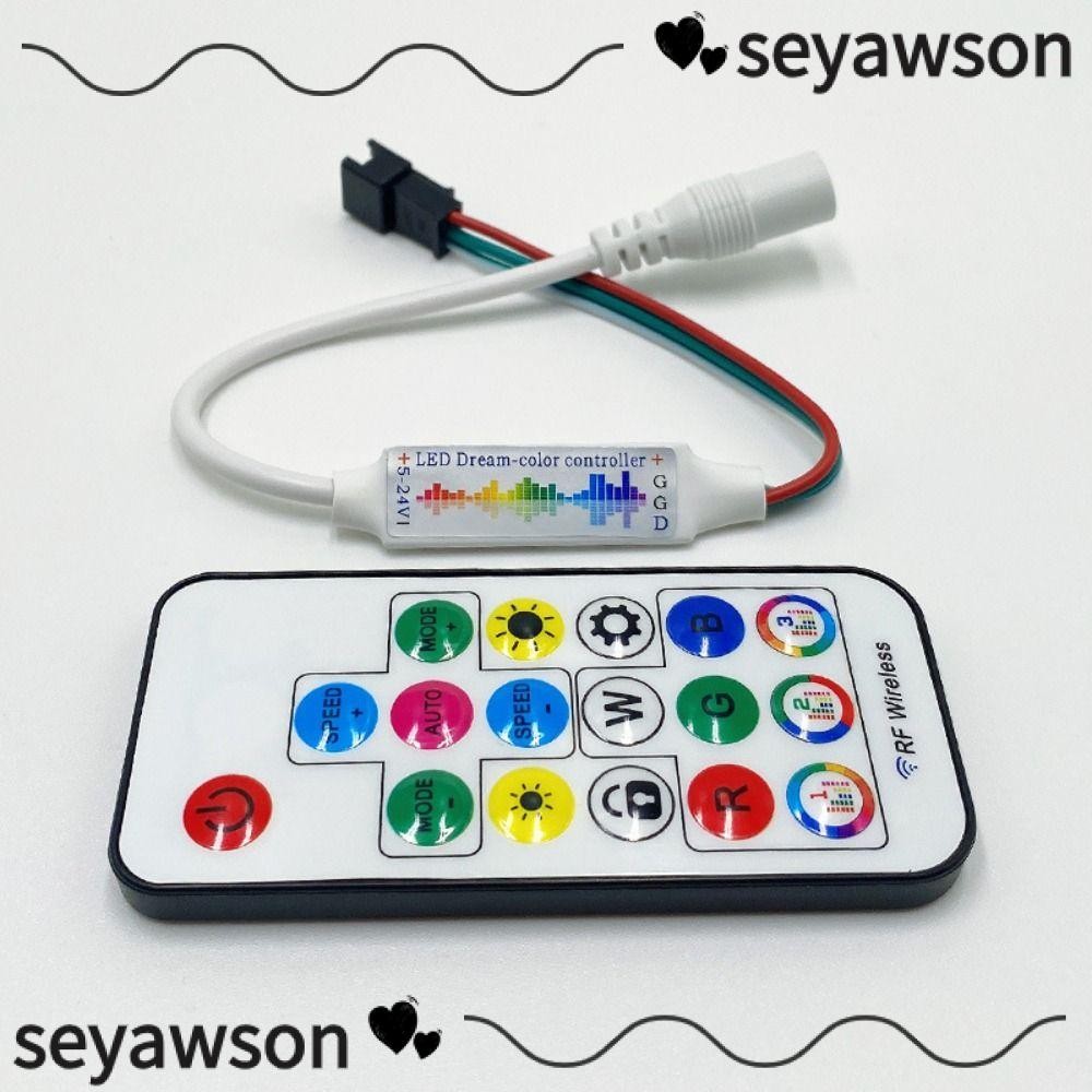 Seyawson ไฟ Led Strip, DC5-24V 17Keys เพลง Led Controller, 3Pin DC/USB แอดเดรส Mini RF รีโมทคอนโทรลสําหรับ WS2812B WS2811 5050