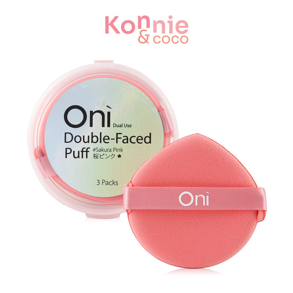 Oni Double-Faced Foundation Puff 3pcs #Sakura Pink โอนิ พัฟแต่งหน้า สีชมพูซากุระ 3 ชิ้น.