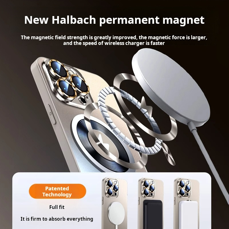 Desert gold AG Frosted Glass เคสโทรศัพท์แม่เหล็กสําหรับ iPhone 16 Pro Max 15 14 13 12 11 Pro Max Plus กล้องเต็มเลนส์ป้องกันกรณีกันกระแทก Matte Hard ฝาหลัง - รูปที่ 4