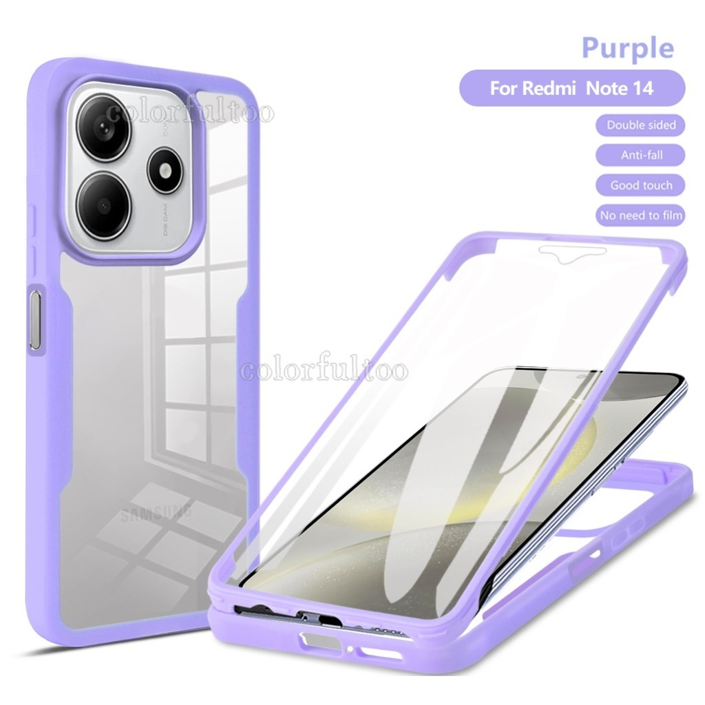 Redmiหมายเหตุ14 5G 360 Full Bodyป้องกันกรณีสําหรับXiaomi Redmiหมายเหตุ14 Pro Plus 14Pro + Note14Pro 5Gปลอกนุ่มกันชนอะคริลิคใสกันกระแทกปกหลังเชลล์