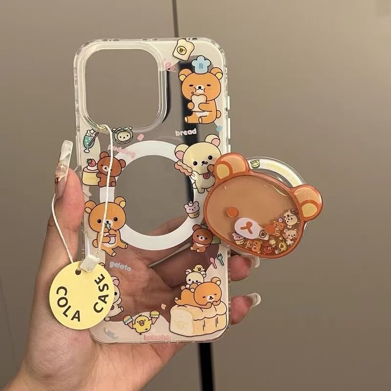 หมีน่ารักสั่นมีความสุขเหมาะสําหรับ Samsung s26ultra เคสโทรศัพท์ s25/s24fe วงเล็บแม่เหล็กสไตล์ใหม่ s22/s21/s23+หญิง a55/a54/a56 กันกระแทก a16/a15/a14