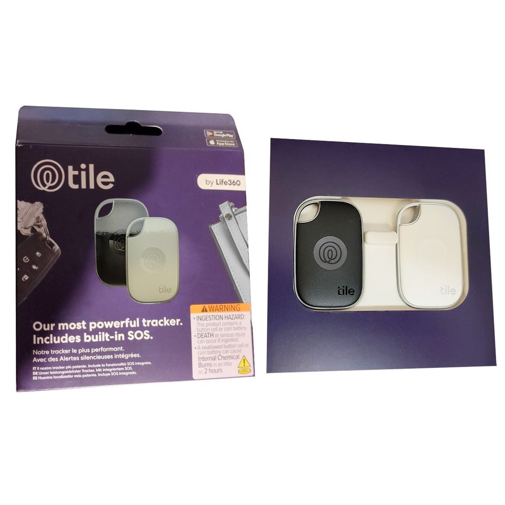 Tile by Life360 Pro 2024 Bluetooth Tracker (2 Pack, Black+White), RE-61122