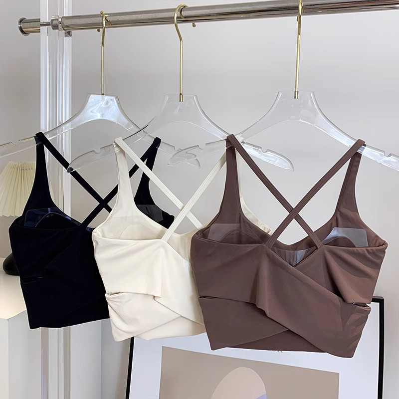 MAGGIEYOGAFixed เบาะกีฬา Bra ต้านเชื้อแบคทีเรีย Cross Back Beauty Bra ยิมโยคะ