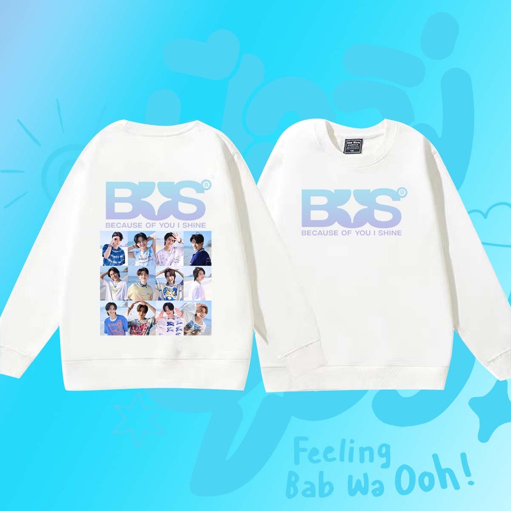BUS because of you i shine Hoodie sweatshirtเสื้อสเวตเตอร์แขนยาวพิมพ์ลายผ้าฝ้ายแท้สําหรับผู้หญิง