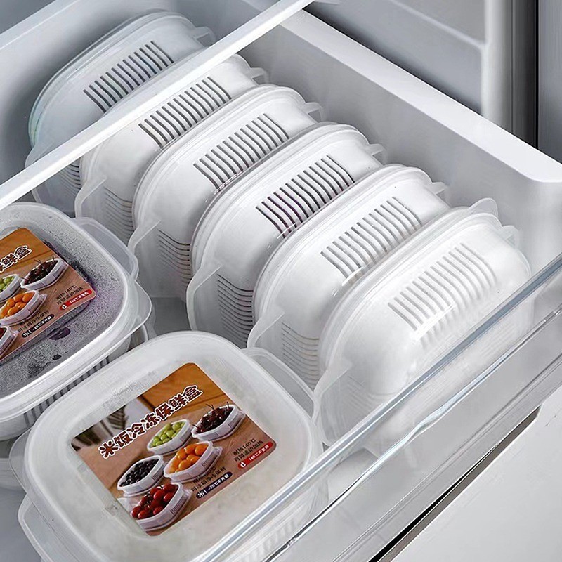 1/3/5 ชิ้น Microwavable Rices Freshing กล่อง - ตู้เย็นภาชนะเก็บผักผลไม้ - ที่เก็บอาหารวางซ้อนกันได้ - รูปที่ 4