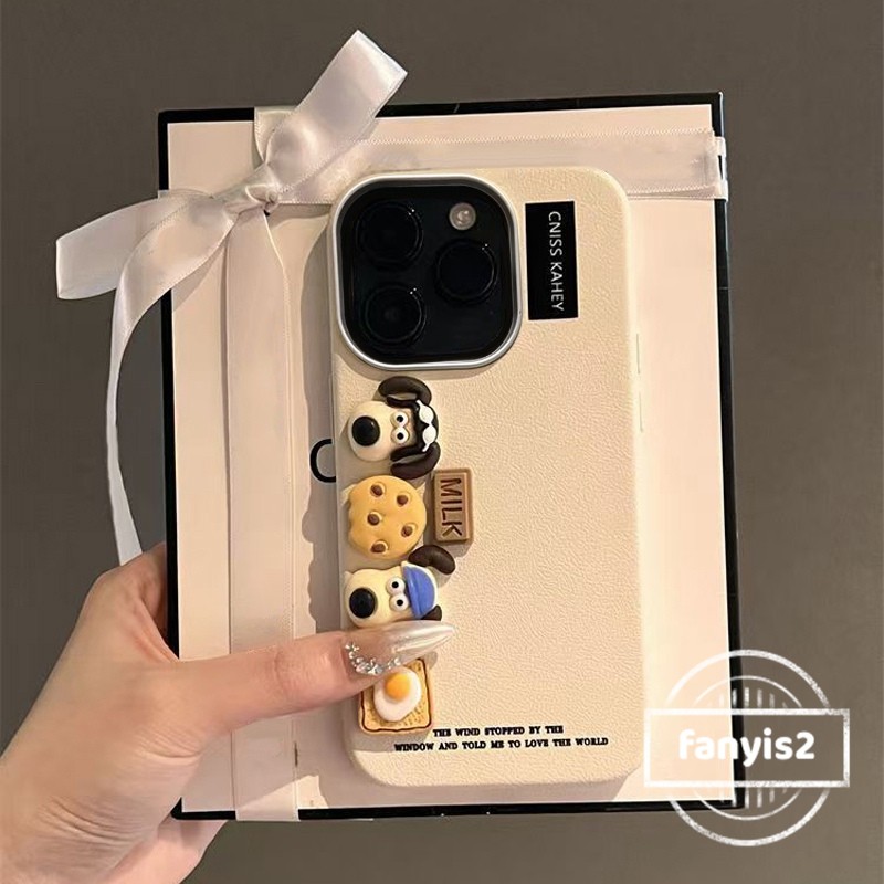 SAMSUNG สําหรับsamsung S24FE S24Ultra S23 S22 S21 Plus S22Ultra S23FE S21FE A73 A72 A52 A52S 5Gปลอก3Dการ์ตูนสุนัขRetroหรูหราหนังกันกระแทกปกอ่อน