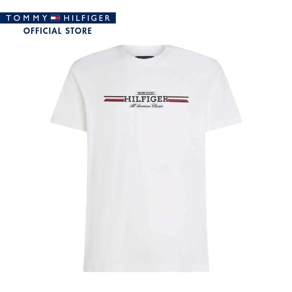 Tommy Hilfiger เสื้อยืด ผู้ชาย รุ่น MW0MW36480 YBR - สีขาว ทรง Regular Fit