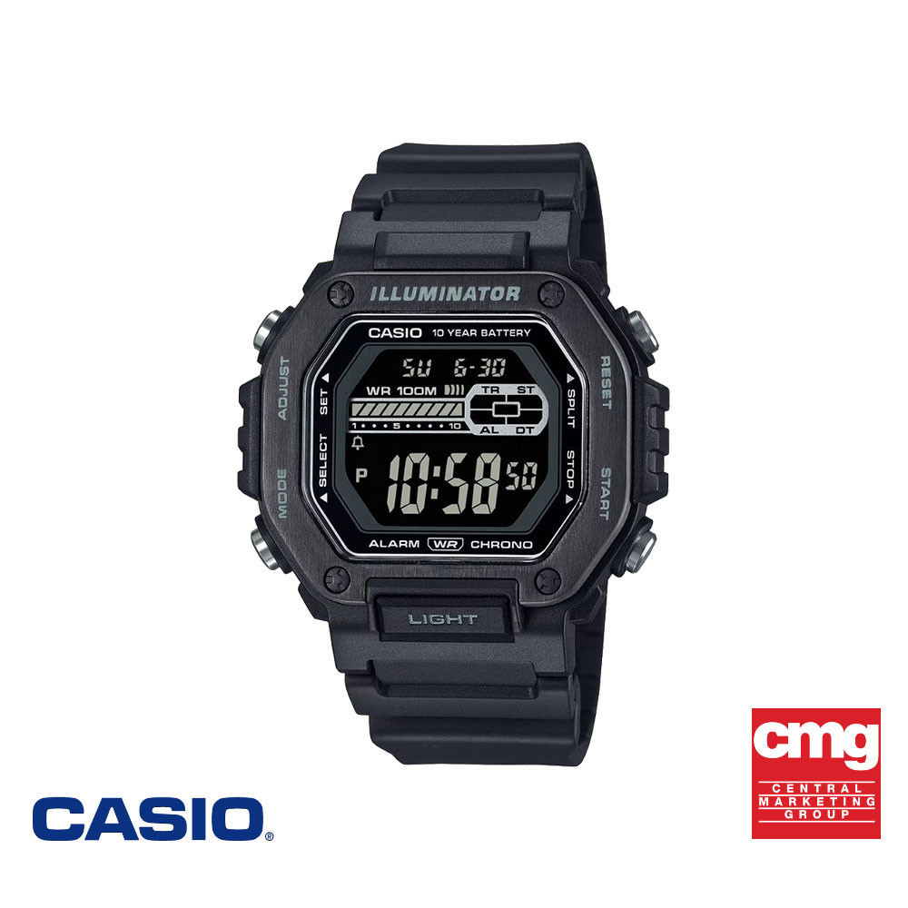 CASIO นาฬิกาข้อมือผู้ชาย CASIO รุ่น MWD-110HB-1BVDF สายเรซิ่น สีดำ