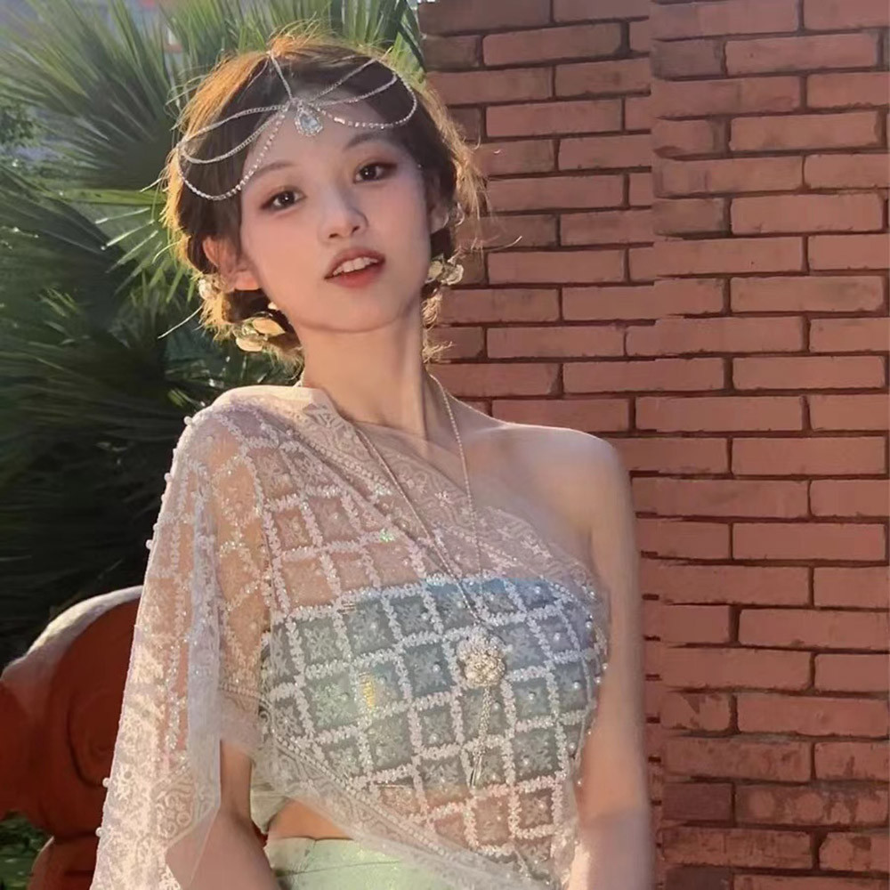 สไตล์โบราณ พลอยเทียม ที่แปลกใหม่พู่หน้าผากคาดศีรษะ ชม. อันฟู่ เจ้าสาวอุปกรณ์ผมจัดงานแต่งงาน - รูปที่ 4