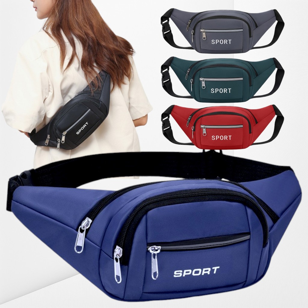 (w131)กระเป๋าคาดอกคาดเอว ใบใหญ่ สไตส์นี้เท่ดูดี ผ้ากันน้ำ มี4ซิป