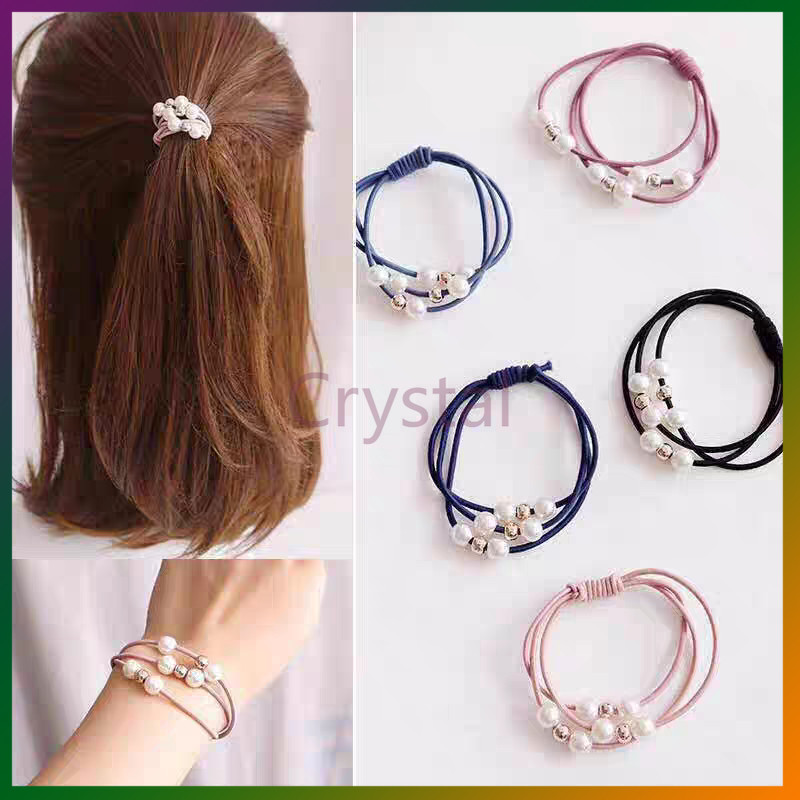 Crystal ยางรัดผมมุก ยางรัดผมเกาหลี ใส่ได้ทุกวัน