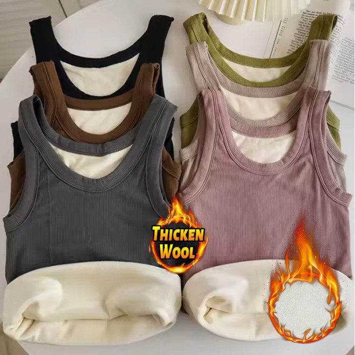 ฤดูหนาวกํามะหยี่หนาเสื้อกล้ามสําหรับผู้หญิง บาง อบอุ่นสบาย ความร้อน เสื้อชั้นในสตรี