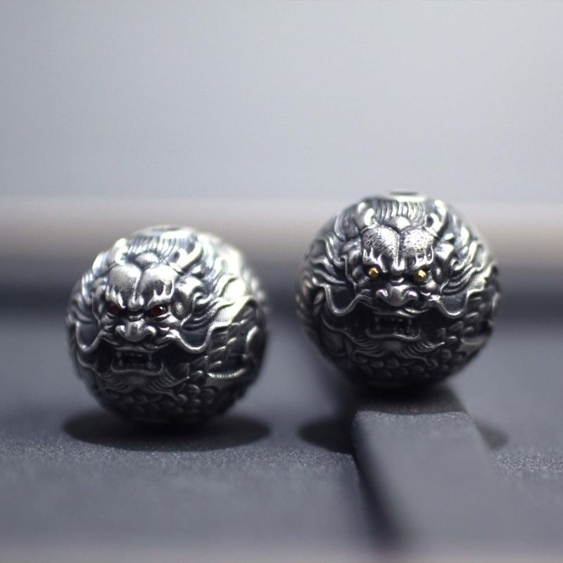 สร้อยข้อมือเงินสเตอร์ลิง 925 ประดับลูกแก้ว Dragon Ball DIY อุปกรณ์เสริมแฮนด์เมดสําหรับผู้ชาย