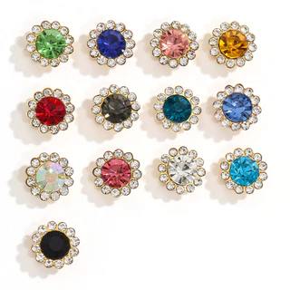 คริสตัลพลอยเทียม ดอกทานตะวัน 50 ชิ้น 10/12/14 มม. แบบขาเย็บ สำหรับ DIY ตกแต่งเสื้อผ้า และอุปกรณ์