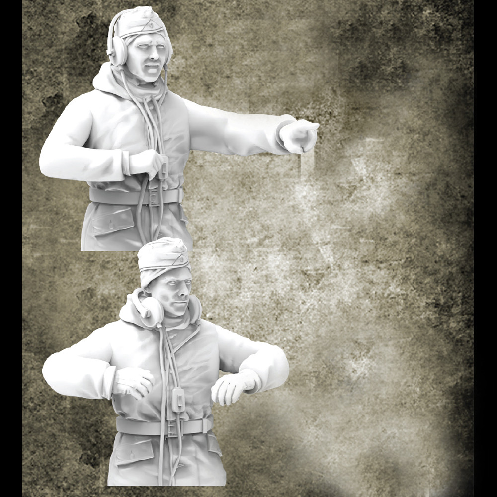 1/35 WWI Tank Crew Winter Uniform Bust 3, ทหารฟิกเกอร์โมเดลเรซิ่น, ธีมทหาร WWII, ชุดประกอบและไม่ได้ท