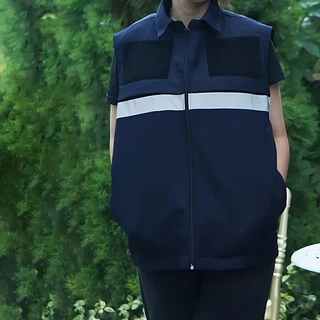 เสื้อกั๊ก เดิน ป่า เสื้อกัก ช ร บ มีที่ติดตีนตุ๊กแก มีแถบสะท้อนแสง คอจีน