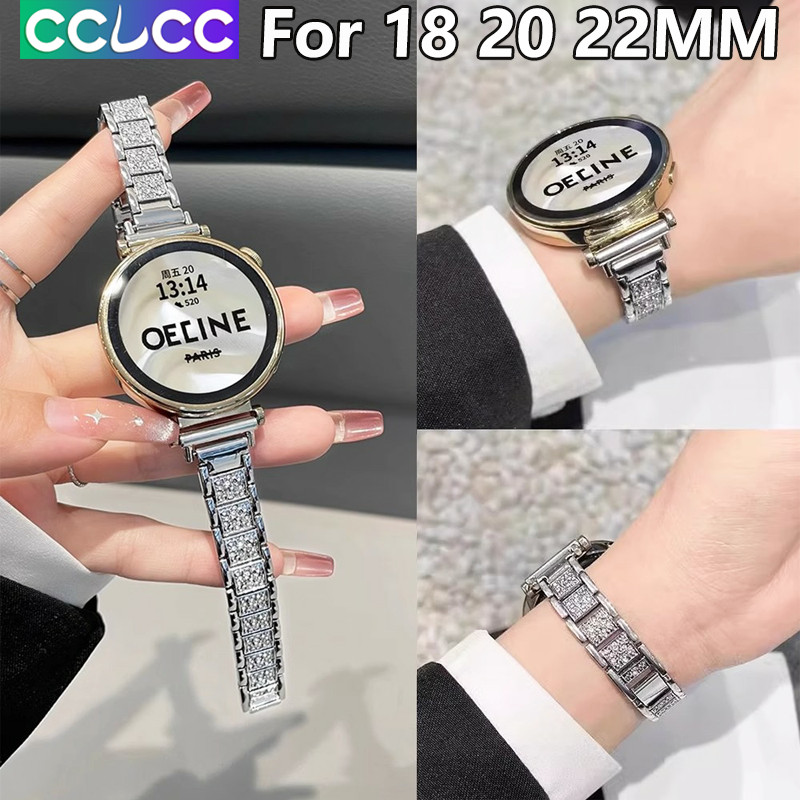 Cclcc สําหรับ Huawei สายเพชรเงาใหม่ GT4 5 42/41/14 มม.Smart watch 3/4 Pro 18 มม.20 มม.22 มม.โลหะ gt 2 แฟชั่นขั้นสูงสายรัดข้อมือ gt3 46 มม.สแตนเลสสตีลสร้อยข้อมือ