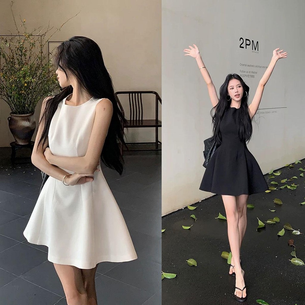 Cuties ชุดเดรสผู้หญิง เดรสสั้น กระโปรงทรงเอสำหรับผู้หญิง  สีพื้น หรูหรา 99013